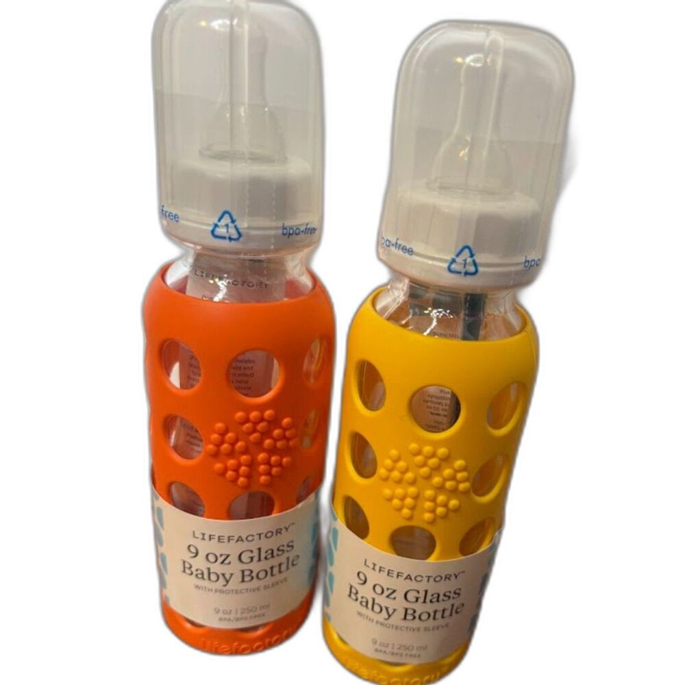 Lifefactory Baby Bottles New 9oz size stage 2 3-6 mths silicone sleeve bpa free